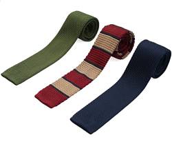 ZENXUS Strick-Krawatten für Herren, knitterfest, maschinenwaschbar, 6 cm, schmale Krawatten, flache Enden, 3er-Pack, Set-03, Slim von ZENXUS