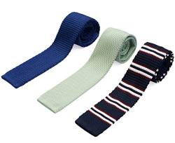 ZENXUS Strick-Krawatten für Herren, knitterfest, maschinenwaschbar, 6 cm, schmale Krawatten, flache Enden, 3er-Pack, Set-18, Slim von ZENXUS