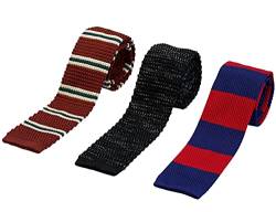 ZENXUS Strick-Krawatten für Herren, knitterfrei, maschinenwaschbar, 6 cm schmale Krawatten, flache Enden, 3er-Pack - - Dünn von ZENXUS