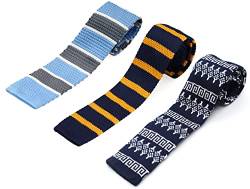 ZENXUS Strick-Krawatten für Herren, knitterfrei, maschinenwaschbar, 6 cm schmale Krawatten, flache Enden, 3er-Pack - - Slim von ZENXUS