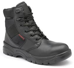 ZEPHYR Z006 Militärische Taktische Stiefel Arbeitsschuhe Sicherheitsschuhe Herren Damen Leder wasserdicht hoch metallfrei Polizei Mil-Tec SWAT Tactical Boot SRC Schnürsenkel; Schwarz; (41) von ZEPHYR