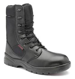 ZEPHYR Z007 Militärische Taktische Stiefel Arbeitsschuhe Sicherheitsschuhe Herren Damen Leder wasserdicht hoch metallfrei Polizei Mil-Tec SWAT Tactical Boot SRC Schnürsenkel; Schwarz; (36) von ZEPHYR