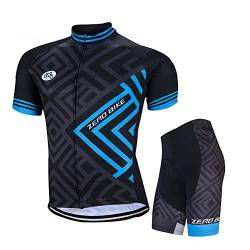 Herren Kurzarm Atmungsaktiv Radtrikot Set 3D Gepolsterte Fahrradshorts Sportswear Anzug Quick Dry (Typ 4, L), Typ 4, Large von ZEROBIKE