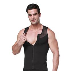 ZEROBODYS Männer Net Zipper Bauch-Körper-Former abnehmend Hemd Elastic Sculpting Weste-Träger Shaping Weste SS-M09 (XL, schwarz) von ZEROBODYS