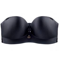 ZESLIV Damen Bandeau BH Trägerloser T Shirt BH ohne bügel Ungefüttert Dehnbar Brust Wickeln Schwarz 105C große größen Push up Bustier von ZESLIV