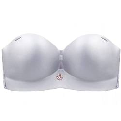 ZESLIV Damen Bandeau BH Trägerloser T Shirt BH ohne bügel Ungefüttert Dehnbar Brust Wickeln Silber 105C große größen Push up Bustier von ZESLIV