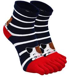 ZFSOCK Zehensocken Damen Baumwolle Bunt Sport Five Finger Socken Zehen Einzeln Lustig Tiere Muster Laufen Socken 1 Paar 36-41 von ZFSOCK
