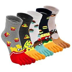 ZFSOCK Zehensocken Damen Baumwolle Five Finger Socken Bunt Sport Socken Zehen Einzeln Lustig Atmungsaktiv Laufen Socken 36-41, 5 Paare(4/7 Jahre) von ZFSOCK