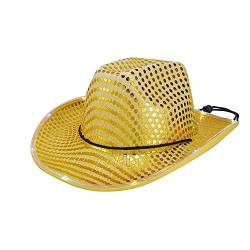 ZFVEN LED Licht Up Cowgirl Hut Blinkende Lichter und Kinn String Leuchtende Hüte Trendy Licht Up Cowboy Hut Cowboy Mädchen Kostüm Spaß Rodeo Party Hüte (Yellow) von ZFVEN