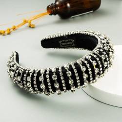 Haarschmuck Europäische und amerikanische Schwamm Strass Stirnband exquisite Luxus handgemachte Vollbohrer Schnalle Golddraht eingelegte Bohrer Stirnband Frauen,silber von ZGHBJ