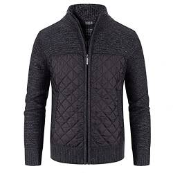 Herbstjacke Herren Baumwolljacke Übergangsjacke Zipper Jacken Stricken Jacke Warmjacke Winterjacke Männer Stehkragen Mantel Blouson Strickmantel Strickpullover Strickoberteil Wintermantel Herbstmantel von ZGKM