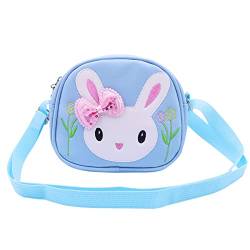ZGMYC Kleine Mädchen-Umhängetasche mit Kaninchen-Motiv, kleine Schleife, Handtasche für Kinder und Kleinkinder, A Blue Bunny, Einheitsgröße von ZGMYC