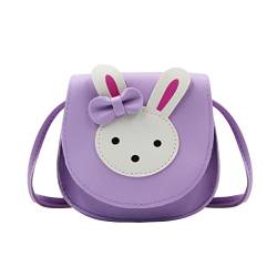 ZGMYC Kleine Mädchen-Umhängetasche mit Kaninchen-Motiv, kleine Schleife, Handtasche für Kinder und Kleinkinder, Violett, Einheitsgröße, Umhängetasche von ZGMYC