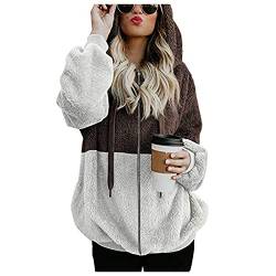 Damen Fleecejacke Teddy-Fleece Plüsch Jacke Leicht Mit Kapuze Warm Reißverschluss Kapuzenpullover Winter Warme Kapuzenjacke Zip Up Hoodie Jacke Outdoor Sweatjacke Sweatshirt Pullover Frauen von ZGNB