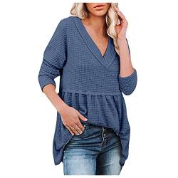 Women's Oversize Blouse GroßE GrößE Frauen Spitze Solide Spitze Kurze Ärmel Damen Hoodie Schwarz Damen Bluse Weiß Langarm Blouses for Women Elegant Bluse Neon Pink Tunika Chiffon Tunika 2 In 1 Blau L von ZGNB