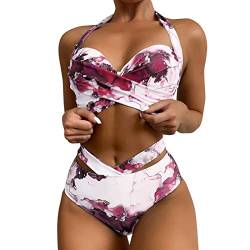 ZGNB Bikini Damen GroßE BrüSte, Sexy Bikini Bikini Swimwear Tankini Damen Push Up Sloggi Bikini Damen Badeanzug Bauchweg Damen Bikini Set Umstandstankini, Rosa, XL von ZGNB