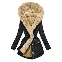 ZGNB Damen Jacke,Damen Kunstpelzfutter Mantel Damen Winter Warm Dicke Fuzzy Fleece Pelz Kapuzen Jacken Lässige Langarm Trench Outwear von ZGNB