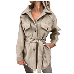 ZGNB Mantel Damen, Einreihige Damen-Knopf-Down-Jacke Mid-Länge Trench PEA Coat Outwear mit Gürtel von ZGNB