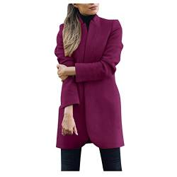 ZGNB Winterjacke Damen,Trenchcoats für Damen, Damen Einreiher mit großer Kerbe Revers Einreiher mittellanger Wollmischung Mantel Lila Mantel Damen von ZGNB