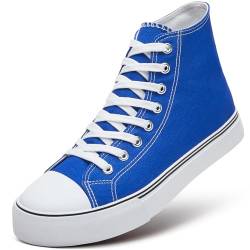 ZGR Herren High Top Canvas Sneakers Lace Up Classic Casual Walking Schuhe, Blau, 46 EU von ZGR