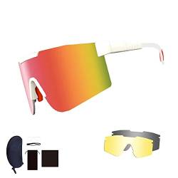 ZHABAO Polarisierte Sport-Sonnenbrille mit 3 austauschbaren Gläsern, UV400 Brille mit verstellbaren Bügeln,S03 von ZHABAO