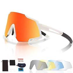 ZHABAO Sport-Sonnenbrille für Männer Frauen Jugend mit 5 austauschbaren Gläsern, UV400 Schutzbrille für Outdoor-Sport, T05 von ZHABAO