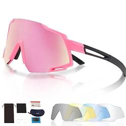 ZHABAO Sport-Sonnenbrille für Männer Frauen Jugend mit 5 austauschbaren Gläsern, UV400 Schutzbrille für Outdoor-Sport, T06 von ZHABAO