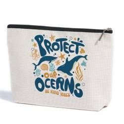 ZHAMEN Ocean Gifts Make-up-Tasche mit Hai-Motiv, Strandgeschenke, Hai-Themen-Geschenke, Strand-Essentials, Make-up-Tasche für 1, Mehrfarbig0662, 10.5"x 7"x 2.5" von ZHAMEN