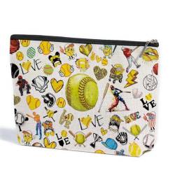 ZHAMEN Volleyball, Basketball, Pickleball, Tanz, Fußball, Tennis, Softball, Cheer, Wirbel, Geschenke, Make-up-Tasche, Kosmetiktasche, Mehrfarbig 0906, 10.5"x 7"x 2.5" von ZHAMEN