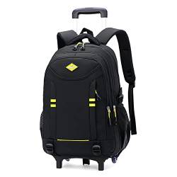 Rollrucksäcke Trolley Schultaschen für Jungen 2 Räder & 6 Räder Kindergepäck für Grundschüler Reisetaschen, gelb, 2-wheel von ZHANAO
