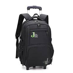 Teenager Rolling Schultasche Reiserucksack für Jungen Trolley Gepäck Elementar Kinder, grün, 2-wheel von ZHANAO