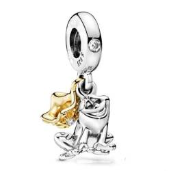 ZHANGCHEN 925 Sterling Silber Charm Sparkle Prinzessin Tiana Prinz Frosch Anhänger Perlen Einstellpfanne Armband & Halskette DIY Schmuck von ZHANGCHEN
