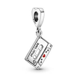 ZHANGCHEN 925 Sterling Silber Vintage Kassette Dangle Charm Perlen passen Original Pandora Armband Halskette Silber 925 Schmuck Geschenk von ZHANGCHEN