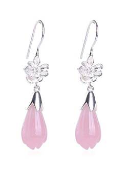 ZHENAO Natürliche rosa künstliche Kristall-Ohrringe, weibliche Ohrringe, Schmuck, Modeschmuck, handgefertigter Schmuck für Damen von ZHENAO