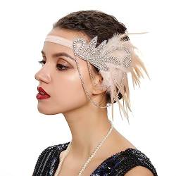 Damen Stirnbänder Mit Federn Pailletten Kopfkette Handgefertigter Haarschmuck Für Frauen Damen Kopfschmuck 20er Jahre Kunst Maskerade Haarband Für Frauen von ZHENBYR
