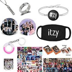 ZHENGGE Kpop ITZY Geschenkset, ITZY Photocard, Aufkleber, Armband, Gesichtsschutz, Ringe, Anhängerkette, Knopfstift, Telefonringhalter, Schlüsselanhänger, Edelstahl von ZHENGGE