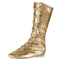 Jazz Dance Stiefel High Top Leder Modern Dance Schuhe Split Sole Lace-Up Buffer Für Kinder Erwachsene Frauen,Gold,43 EU von ZHENSI