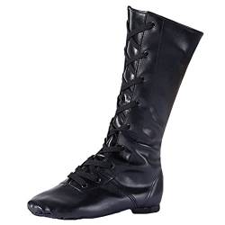 Jazz Dance Stiefel High Top Leder Modern Dance Schuhe Split Sole Lace-Up Buffer Für Kinder Erwachsene Frauen,Schwarz,40 EU von ZHENSI