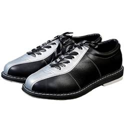 ZHENSI Bowlingschuhe Für Herren Anti-Rutsch Leder Bowlingschuhe Unisex Buffer Atmungsaktiv,Silber,44 EU von ZHENSI