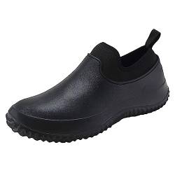 ZHENSI Herren-Regenschuhe Slip-On-Kochschuhe Eva Wasserdicht rutschfest Ölbeständig Für Restaurant Küche Arbeitsschuhe,Schwarz,40 EU von ZHENSI