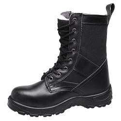 ZHENSI Herren Winter Sicherheitsstiefel Leder Warme Stahlkappe Schuhe Plüschfutter Für Industrieschutz,Schwarz,37 EU von ZHENSI