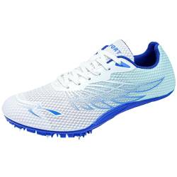 ZHENSI Leichtathletik-Schuhe Herren Damen Spikes Sprint-Schuhe Atmungsaktiv Für Laufen Rennen Springen,Blau,36 EU von ZHENSI