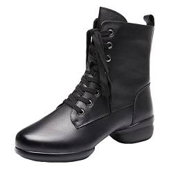 ZHENSI Tanzstiefel Für Herren Mit Geteilter Sohle Latin Modern Dance Schuhe Weiches Leder Seitlicher Reißverschluss Niedriger Absatz,Schwarz,42 EU von ZHENSI