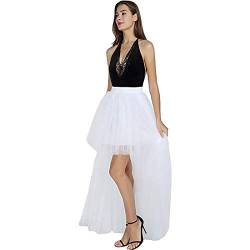 ZHER-LU Frauen Schwalbenschwanz Tüllrock Sexy Zurück Lang Flauschig Schwalbenschwanz Rock Tutu Ballett Hochzeit Kleid Unterrock (weiß, eine Größe) von ZHER-LU