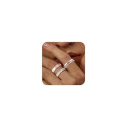 ZHESHY 3 Stück Gold Silber Ring für Frauen 18 Karat Vergoldete goldene Ringe Set Fingerring Daumenring Knuckle Stapelbare Silberringe Verlobungsring Eheringe mit Zirkonia Damen Mädchen Größe 52-64 von ZHESHY