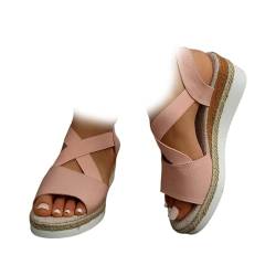 ZHESNIL Vianys Women's Comfy Wedge Heel Sandals, Comfy Wedge Sandals for Women, Orthopedic Sandals Summer Flat Wedge Heel Fish Mouth Casual (Pink,36) von ZHESNIL