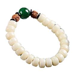 ZHIBO Bodhi-Armreif aus reiner natürlicher weißer Jade, für Herren und Damen, Rosenkranz-Armband, Stein von ZHIBO