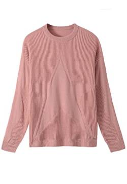 Damen Rollkragen Gemütlicher Strickpullover Casual Loose Pullover Pullover Tops, rose, XX-Large von ZHILI