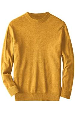Herren Merino Wolle Leichter Rundhals Sweater Premium Essentials Solid Crewneck 12 Gauge Pullover, gelb, XX-Large von ZHILI