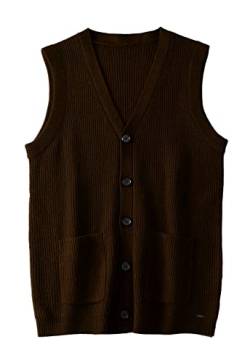 Herren Pullover Weste V-Ausschnitt Ärmellos Strickjacke Groß Big and Tall Vest_Schokoladenbraun_6X-Groß von ZHILI